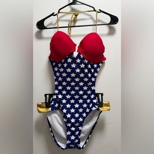 Wonder Woman Monokini One Piece Ring Bandeau Swimsuit WR180 DC Comics Summer LG